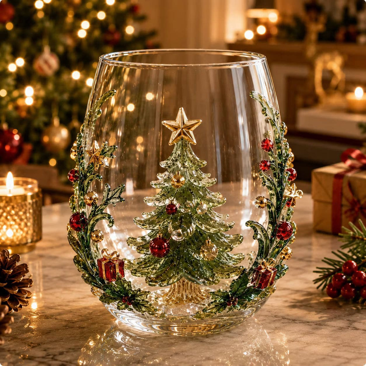 Christmas Glass Art Cups