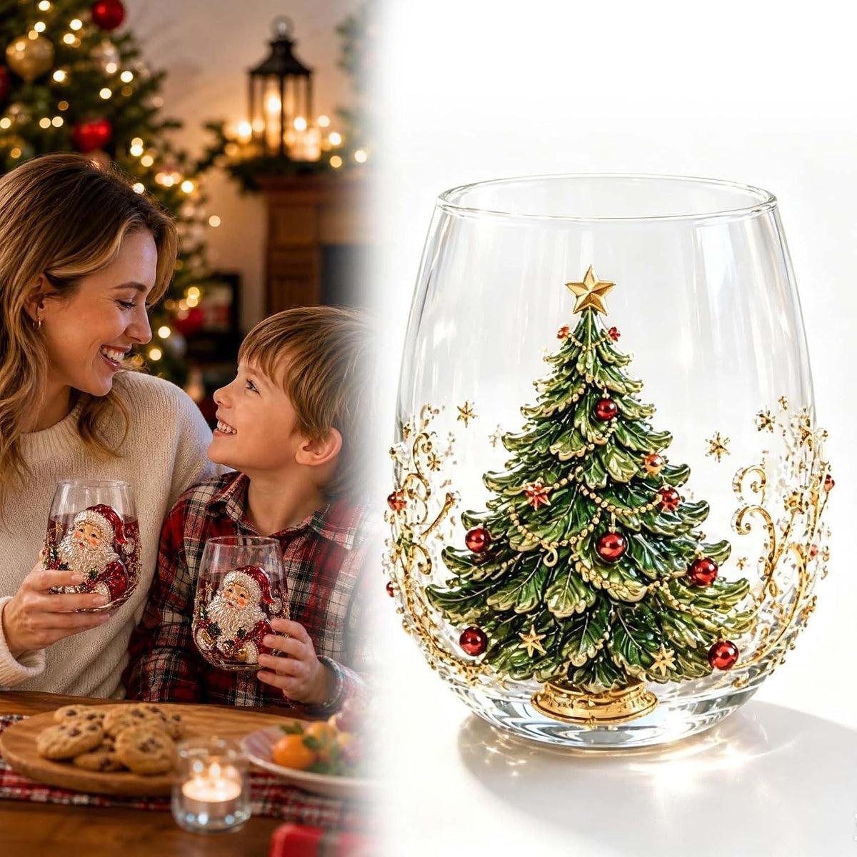 Christmas Glass Art Cups