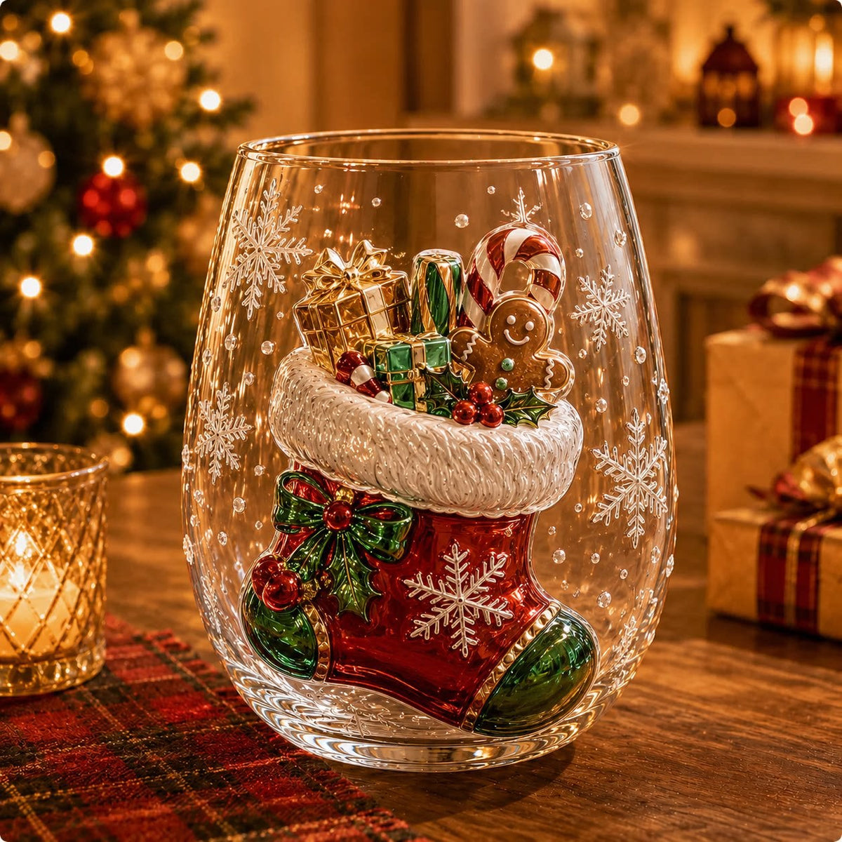 Christmas Glass Art Cups