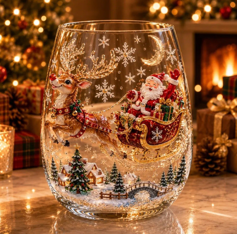 Christmas Glass Art Cups